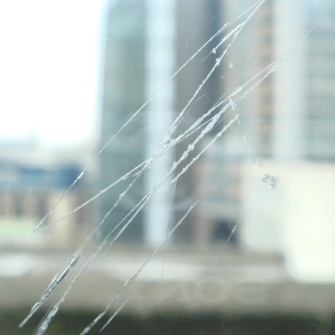 Threebros large scratch glass repair before